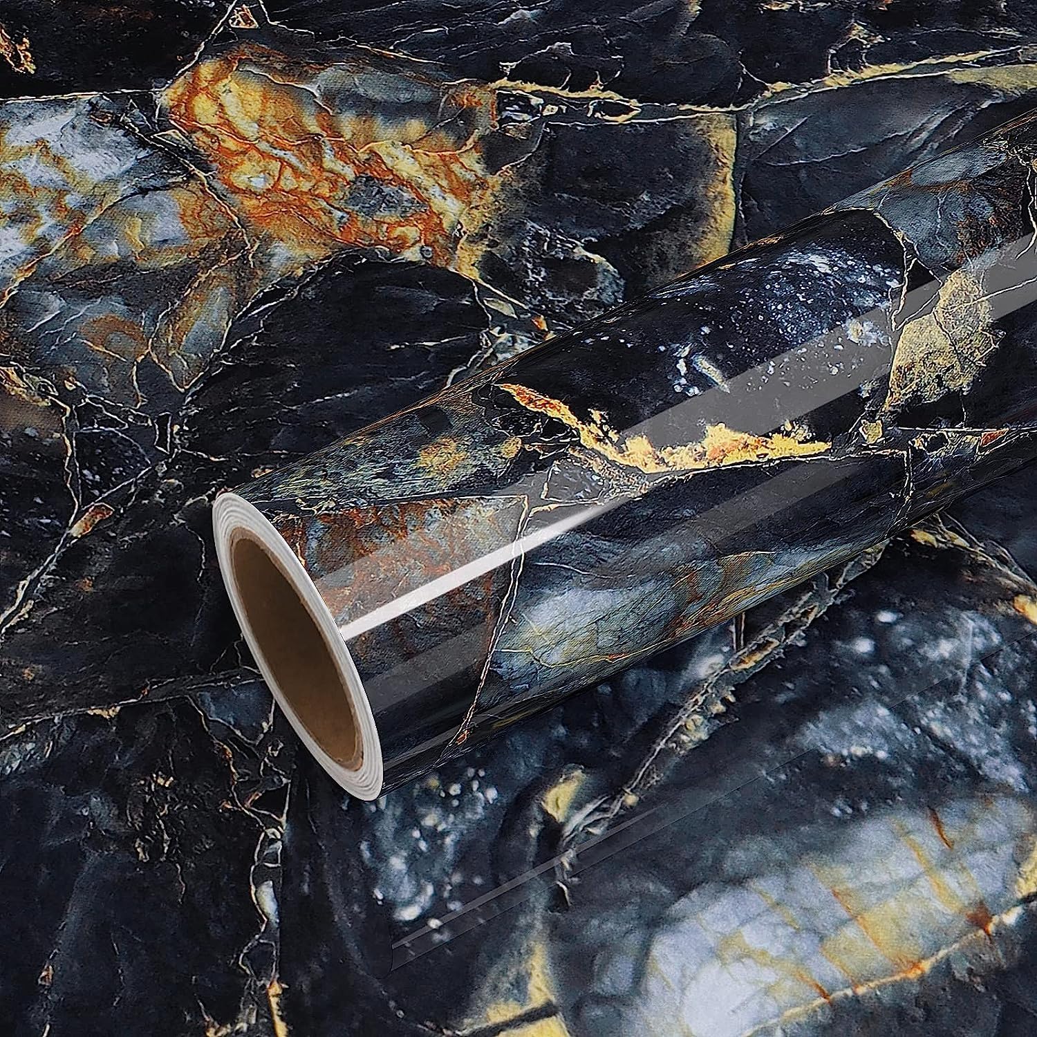 EARTHEMPIRE Blue Stone Contact Paper Decorative Wallpaper Black and Gold Waterproof Adhesive Wallpaper Peel and Stick Countertop for Kitchen Table Bathroom Counter Cabinet Dresser Cover (B0D1P57NS5) Amazon Price History, Amazon Price Tracker