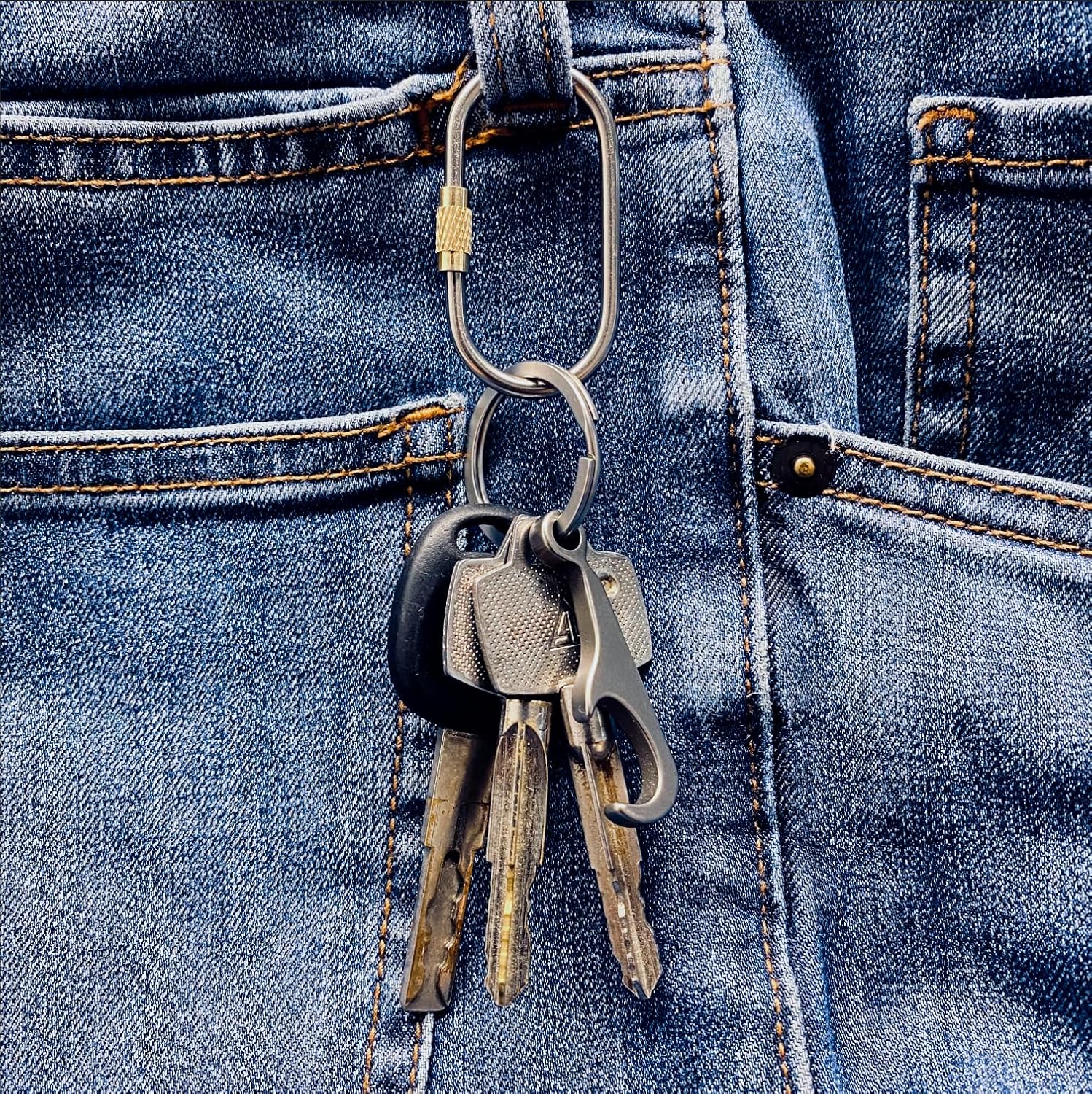 JOGOAUTO Titanium Carabiner Clips with Titanium Key Rings,Key Chains for car Keys, Small Locking carabiners Clips Mini,Quick Release Keychain,J451 - Image 6