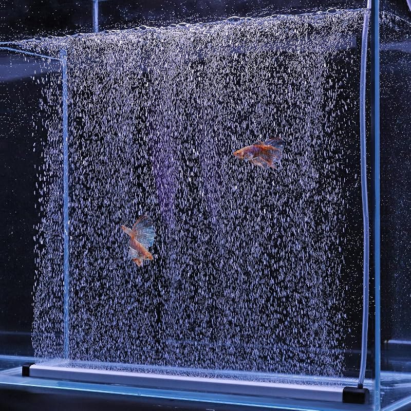 hygger Tira de burbujas para acuario, cortina de burbujas de aire nano para acuario de pared, silencioso difusor de oxígeno disuelto alto, decoración de burbujas para pecera, autohundimiento para agua dulce salada (16,9 pulgadas)