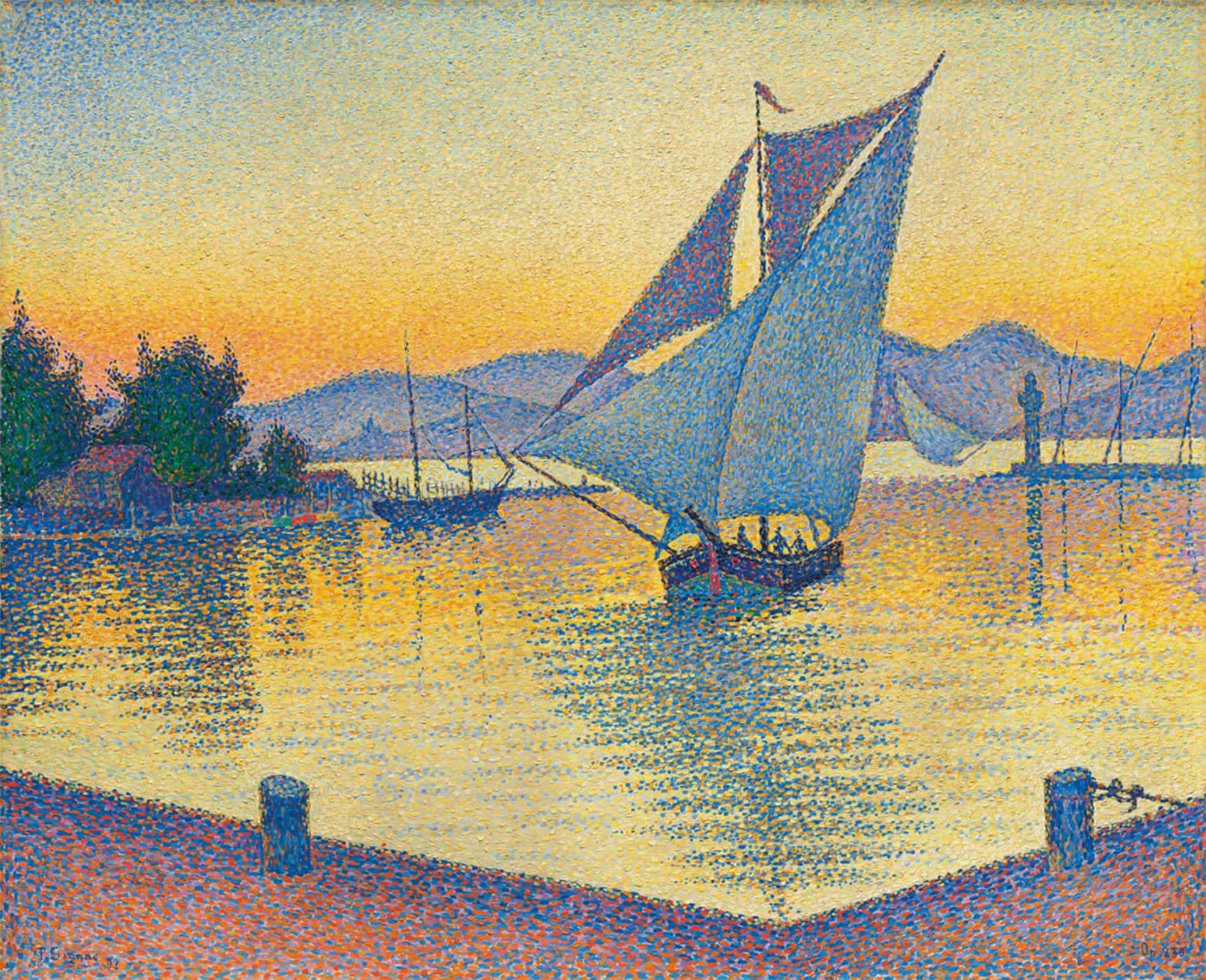 SERENDIPITP Aesthetic Poster Photo Wall Print Retro Picture the Port At Sunset Opus by Paul Signac Modern Wall Artwork for Home Decor 60x90cm