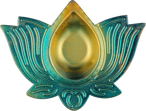 Miniatura 5 de SATVIK - 6 piezas multicolor en forma de loto Diya floral de metal Dia Festive Diwali Pooja Pujan vela vela té lámpara de aceite pétalo de flor para
