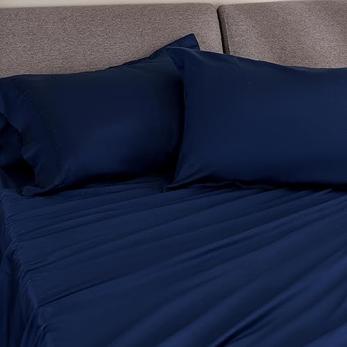 Miniatura 9 de Juego de ropa de cama de 4 piezas, 800 hilos, 100% algodón egipcio suave, color morado, tamaño individual, algodón de fibra larga, colchón que se