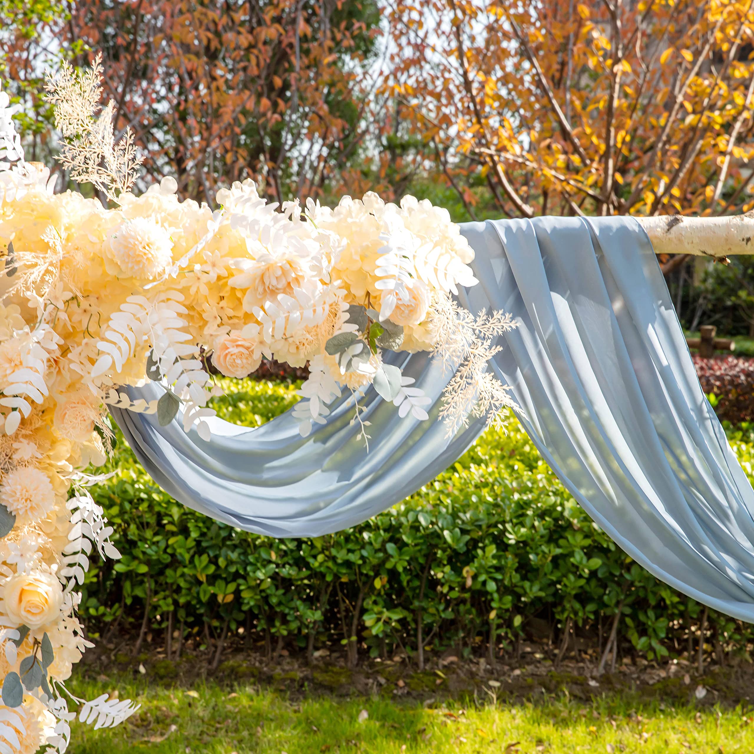 EBETA Cenefa de Boda Cortinas con cenefas, decoración a Mano alzada para Arco de Boda y Cortinas de Cama con Dosel de Arco de Ventanas Hechas de Tela de Gasa (Azul Ahumado, 70 x 600 cm)