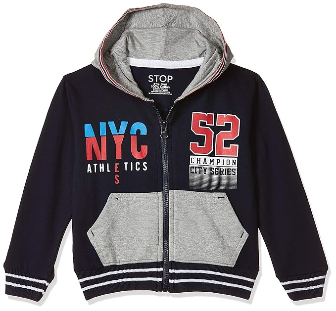 STOP to start Boy's Casual Synthetic Sweatshirt (205741920_Navy_Size 03)