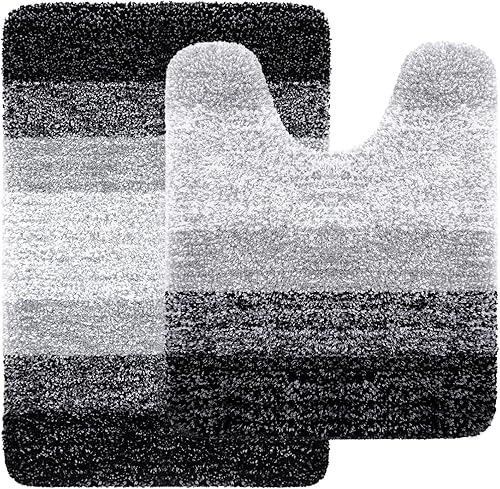 Arotive Alfombras de baño de microfibra de 2 piezas, tamaño de alfombra de baño 30 x 20 pulgadas y alfombras de inodoro de 24 x 20 pulgadas, color