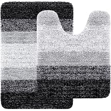 Arotive Microfiber Bathroom Rugs 2 Pieces, Bath Rug Size 30x20 and Toilet Rugs Size 24x20 in Black, 2 Item Bundle