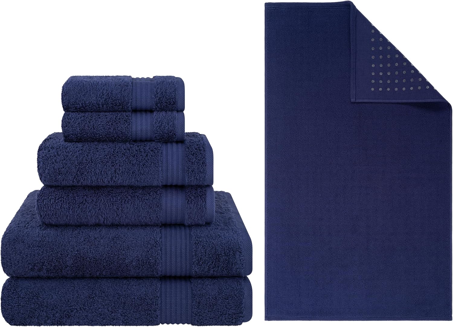 Cotton Paradise, 6 Piece Towel Set and 20x34 inches Bath Rug Bundle