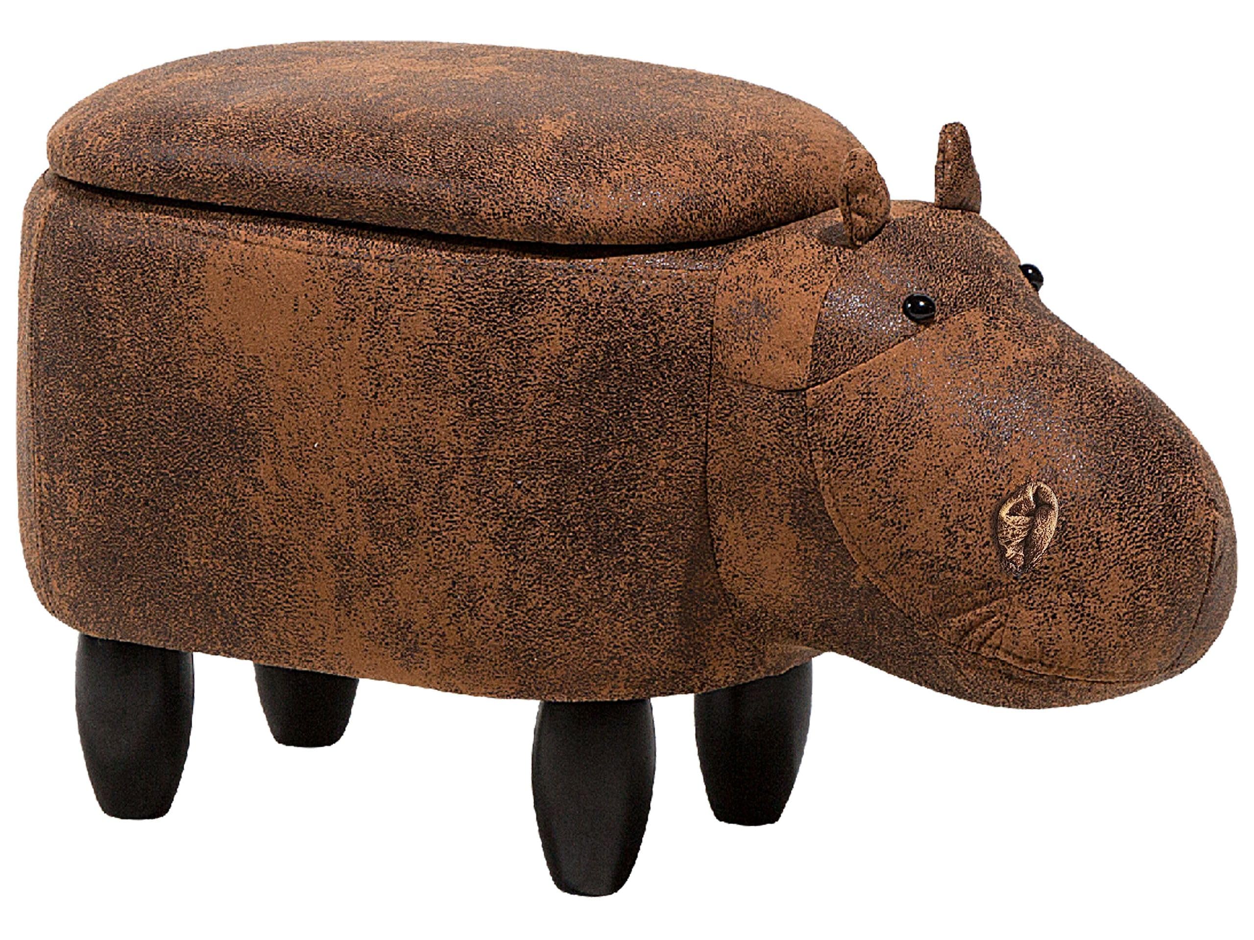 Pouf enfant hippopotame avec coffre pour ranger les jouets