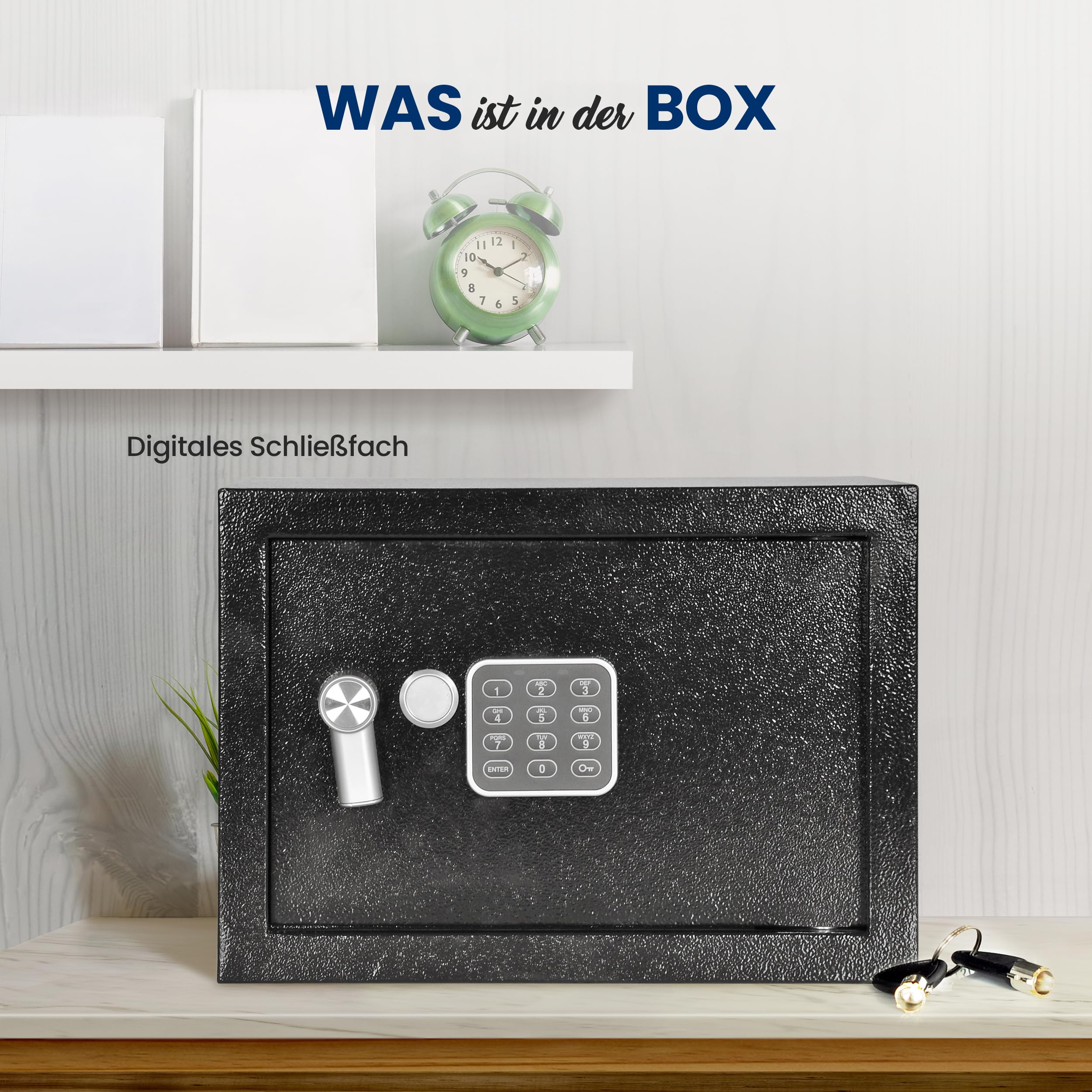 SereneLife Tresor, 4.7L Safe für Zuhause Feuerfest, Digitaler Boden/Wandtresor, Safebox mit Zahlenschloss für Bargeld, Schmuck & Wertsachen, Schranktresor mit Doppelbolzenverriegelung