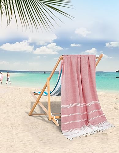 Vista 236 de LANE LINEN Juego de 6 toallas de playa turcas para mujer, tamaño grande, 39 x 71 pulgadas, prelavadas, no se encogen, no se encogen, sin arena