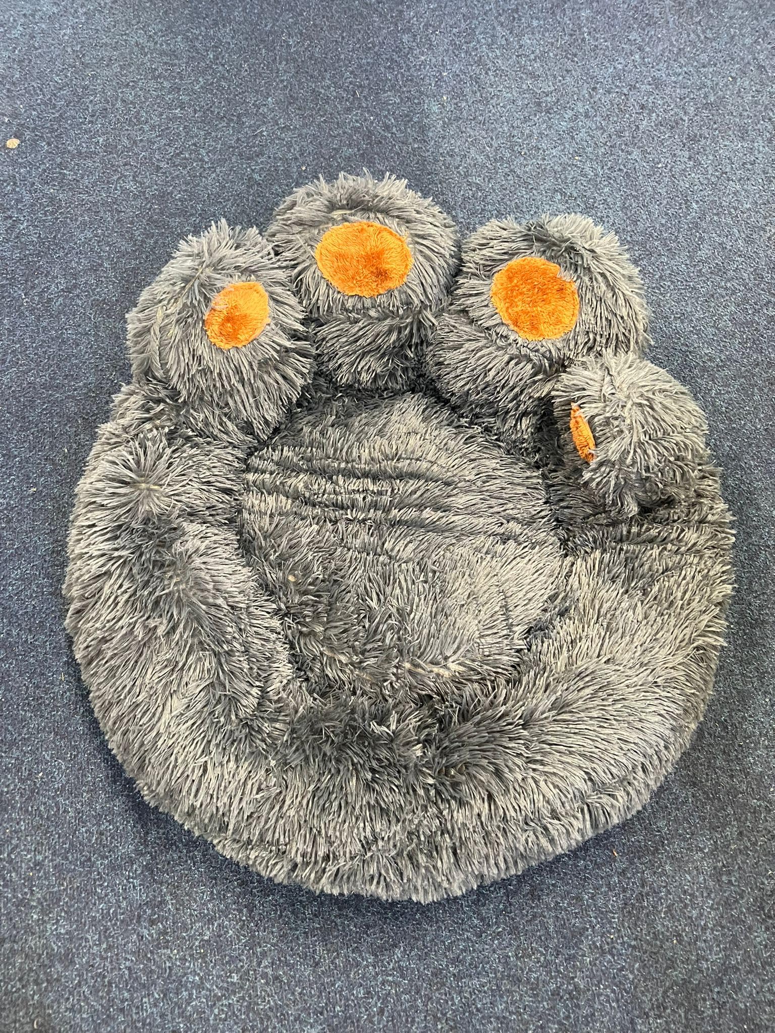 click2style Plush Paw-Shaped Dog Bed, Soft Fluffy Pet Sofa, Anti Slip Round Donut Cushion for Dogs, Grey/Brown/Beige (Dark Grey, Large: 70 x 70 cm)
