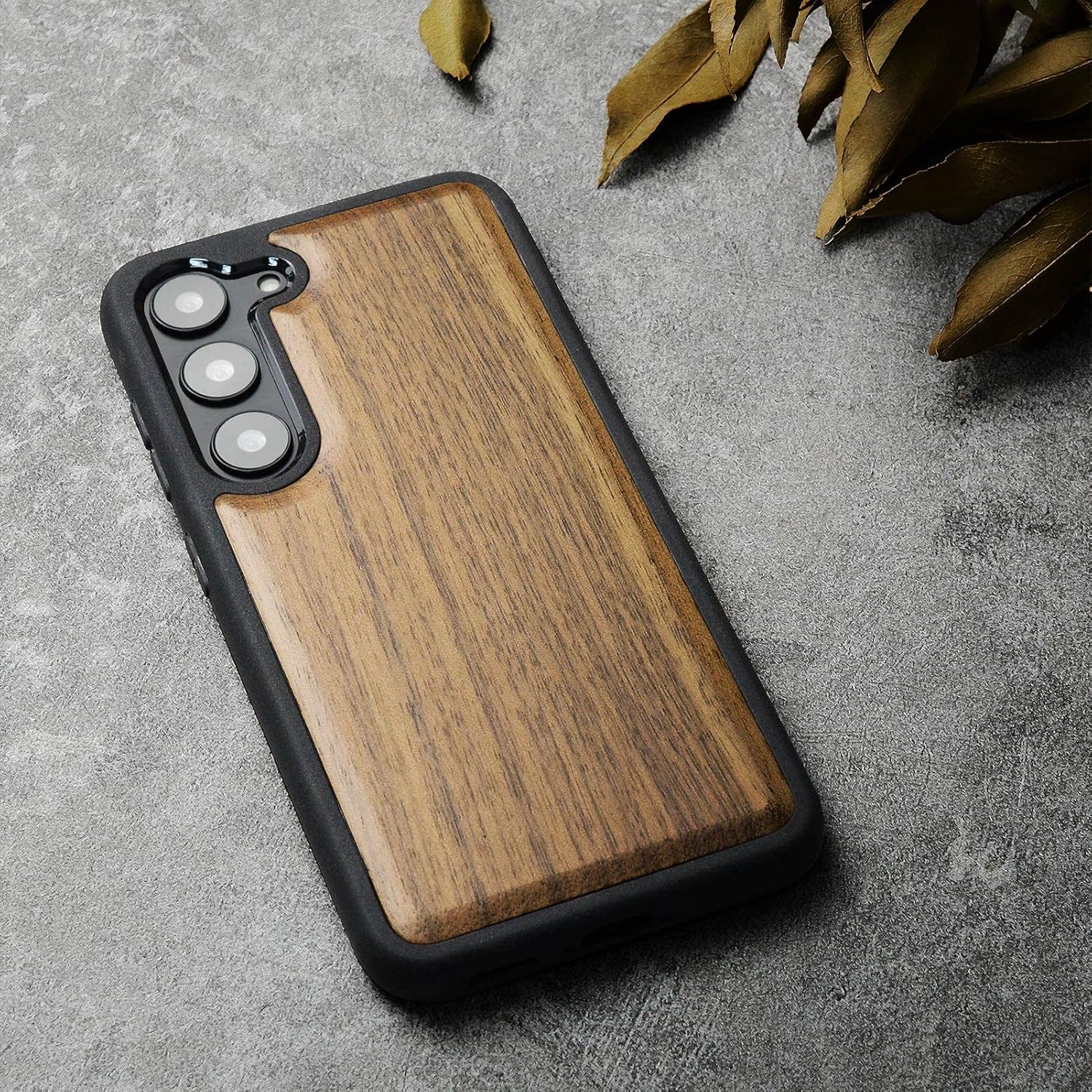 Carveit Wood Case for Galaxy S23 Case [Natural Wood & Black Soft TPU] Shockproof Protective Cover Unique & Classy Wooden Design Compatible with Samsung S23 (Walnut)