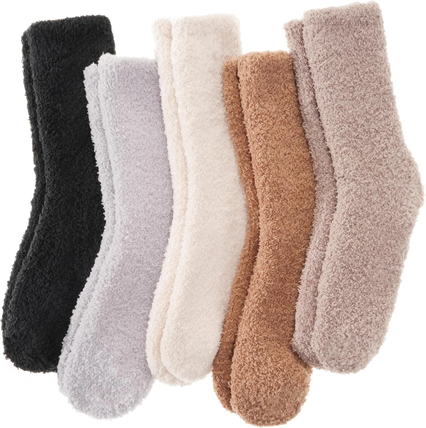 ANTSANG Fuzzy Socks for Women Men Slipper Fluffy Cozy Warm Winter Thick Plush Crew Socks 5 Pairs