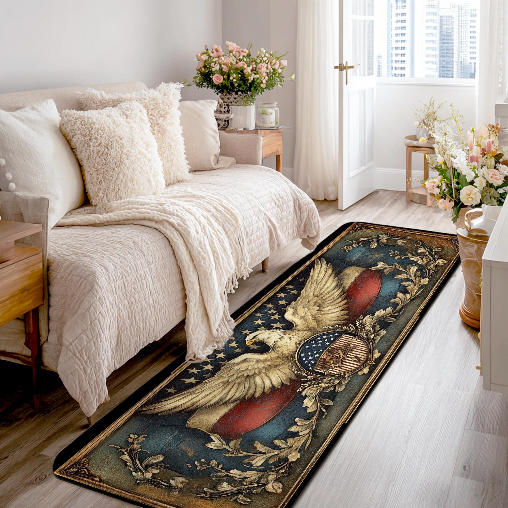 Tapis éponge à poils bas Eagle Runner antidérapant et résistant pour l'entrée de maison