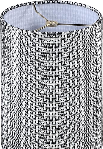 Miniatura 4 de Aspen Creative 31609A - Pantalla de lámpara de construcción de araña con forma de tambor contemporáneo (cilindro) en tejido blanco y negro, 8