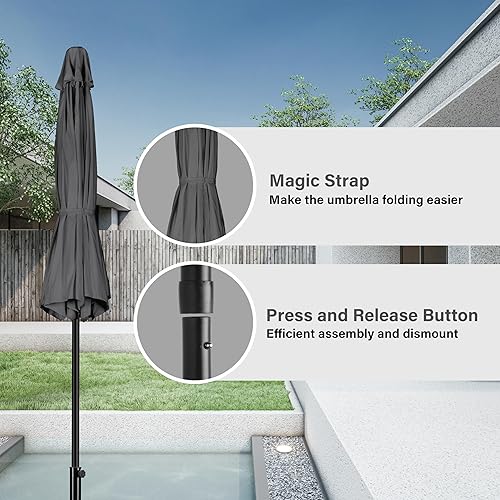 Vista 164 de Simple Deluxe Sombrilla de patio de 9 pies con botón de inclinación/manivela