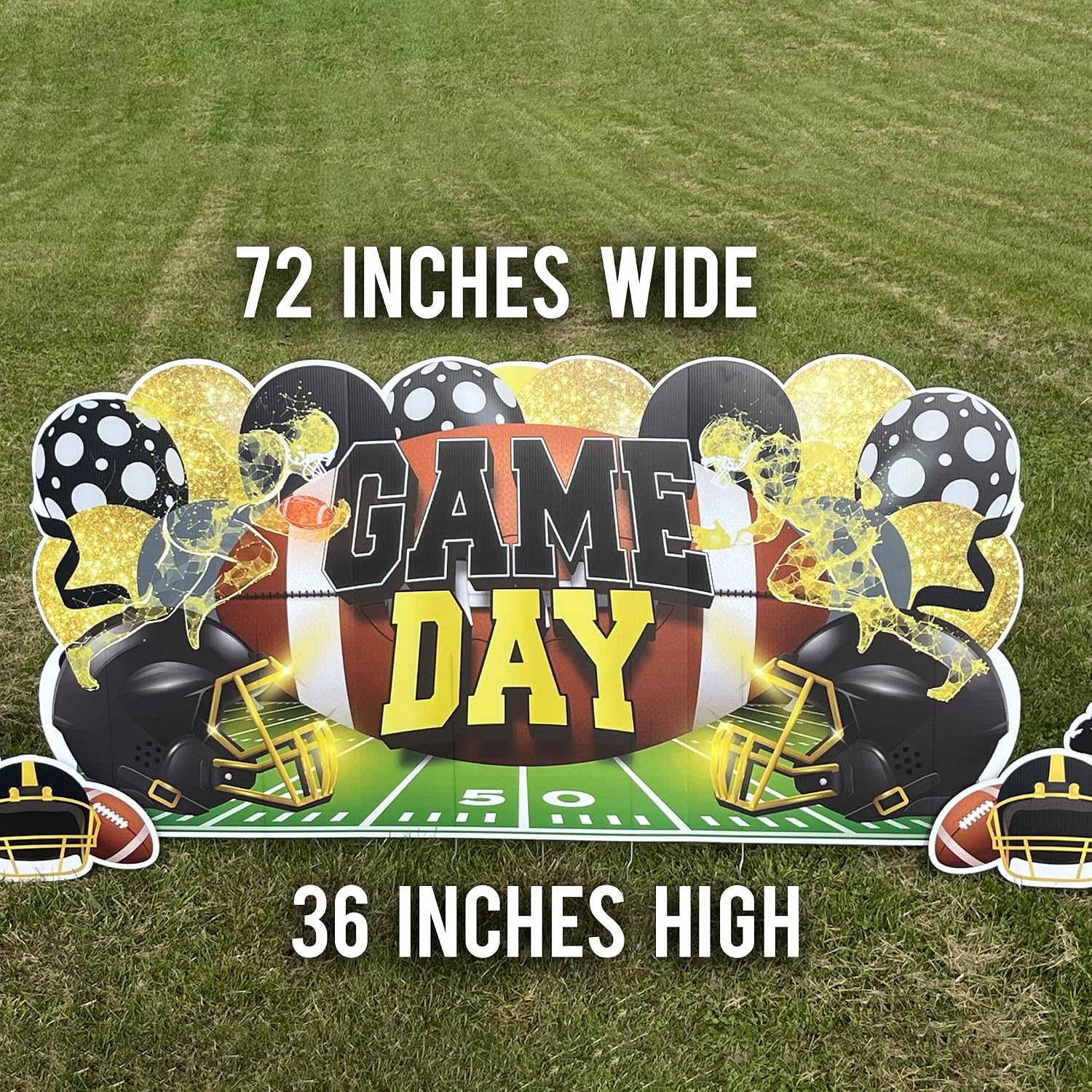 VictoryStore Football Party Supplies Jumbo Football Game Day Yard Signs, 72x36 Inches, Indoor/Outoor Football Party Yard Decorations, Includes 5 Signs and Stakes (Yellow & Black)