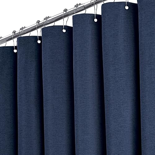 Miniatura 22 de BTTN Cortina de ducha extra ancha, de 108 x 72 pulgadas, juego de cortina de ducha de tela impermeable texturizada de lino con 18 ganchos de Gris,A