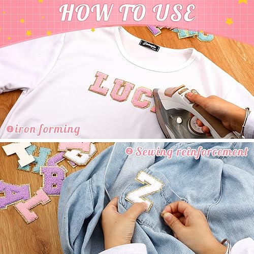 Miniatura 5 de 104 parches de letras de felpilla termoadhesivos de la A-Z, parches de reparación del alfabeto, parches bordados de letras para coser, parches con