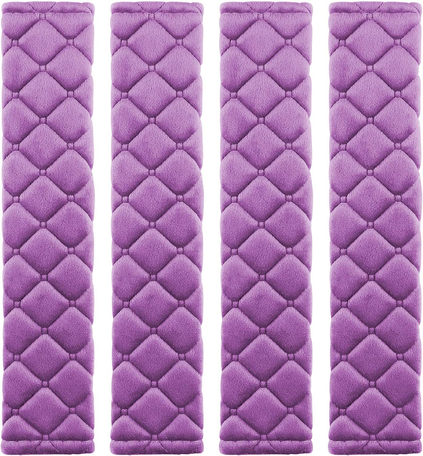 4 Pack Universal Car Seat Belt Pads, Adult Seat Belt Shoulder Strap Covers Harness Pad for Car/Bag,Soft Comfort Helps Protect You Neck Shoulder from The Seat Belt Rubbing (4pack-Purple)
