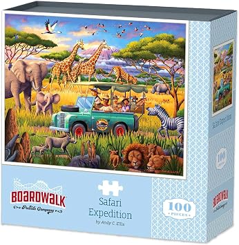 Boardwalk Puzzles Safari Expedition, 100 Piece Jigsaw Puzzle, Made in USA