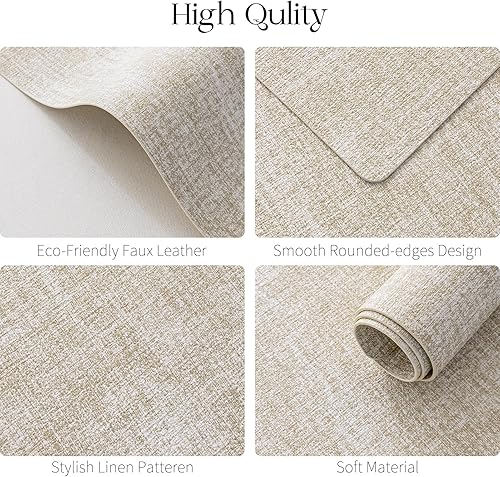 Miniatura 5 de MOSAYT Juego de 6 manteles individuales de piel sintética, resistentes al calor, lavables, de vinilo, con posavasos, impermeables, a prueba de