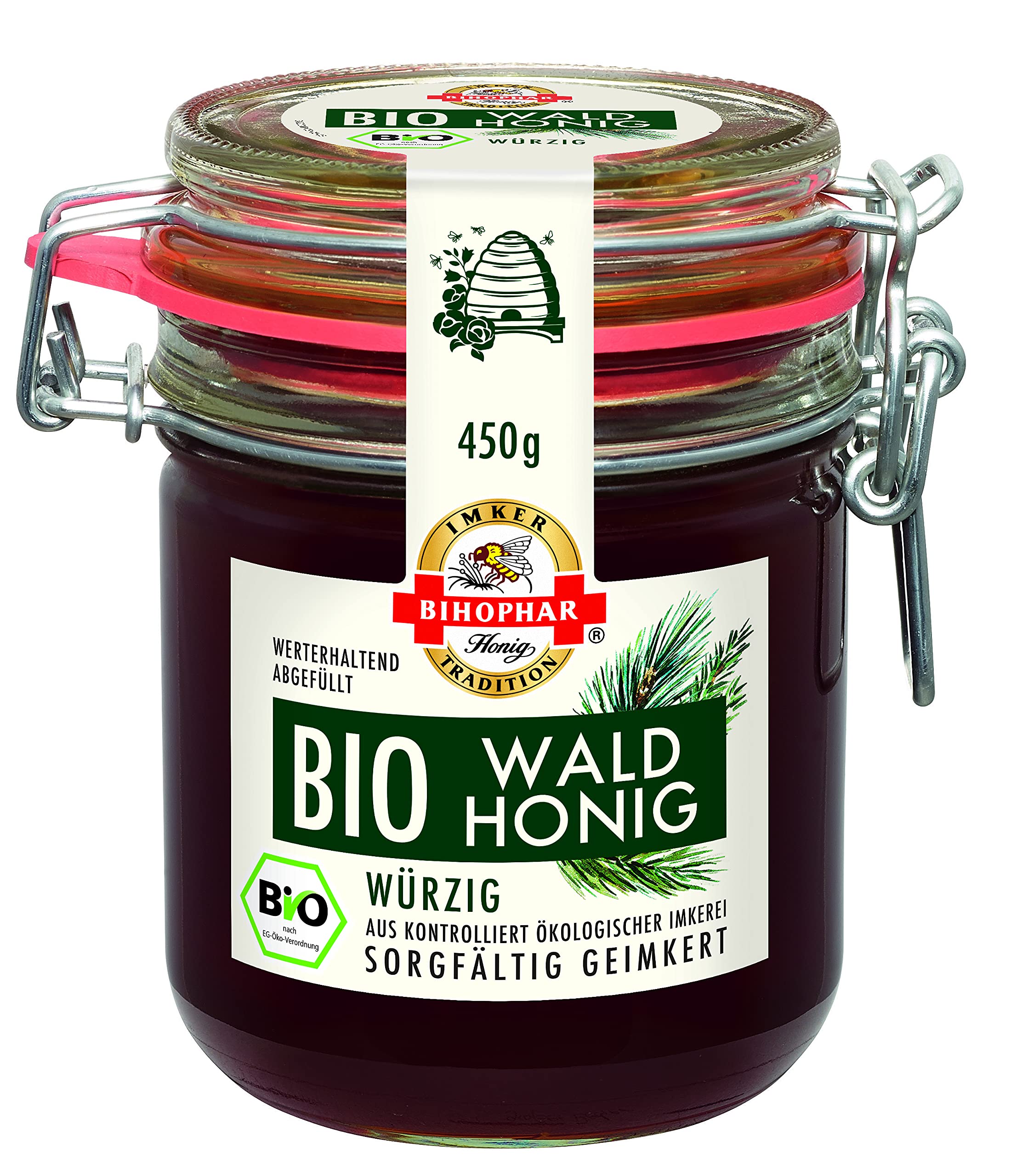 Bihophar Organic Forest Honey 450g Flip Top Glass Jar (1)