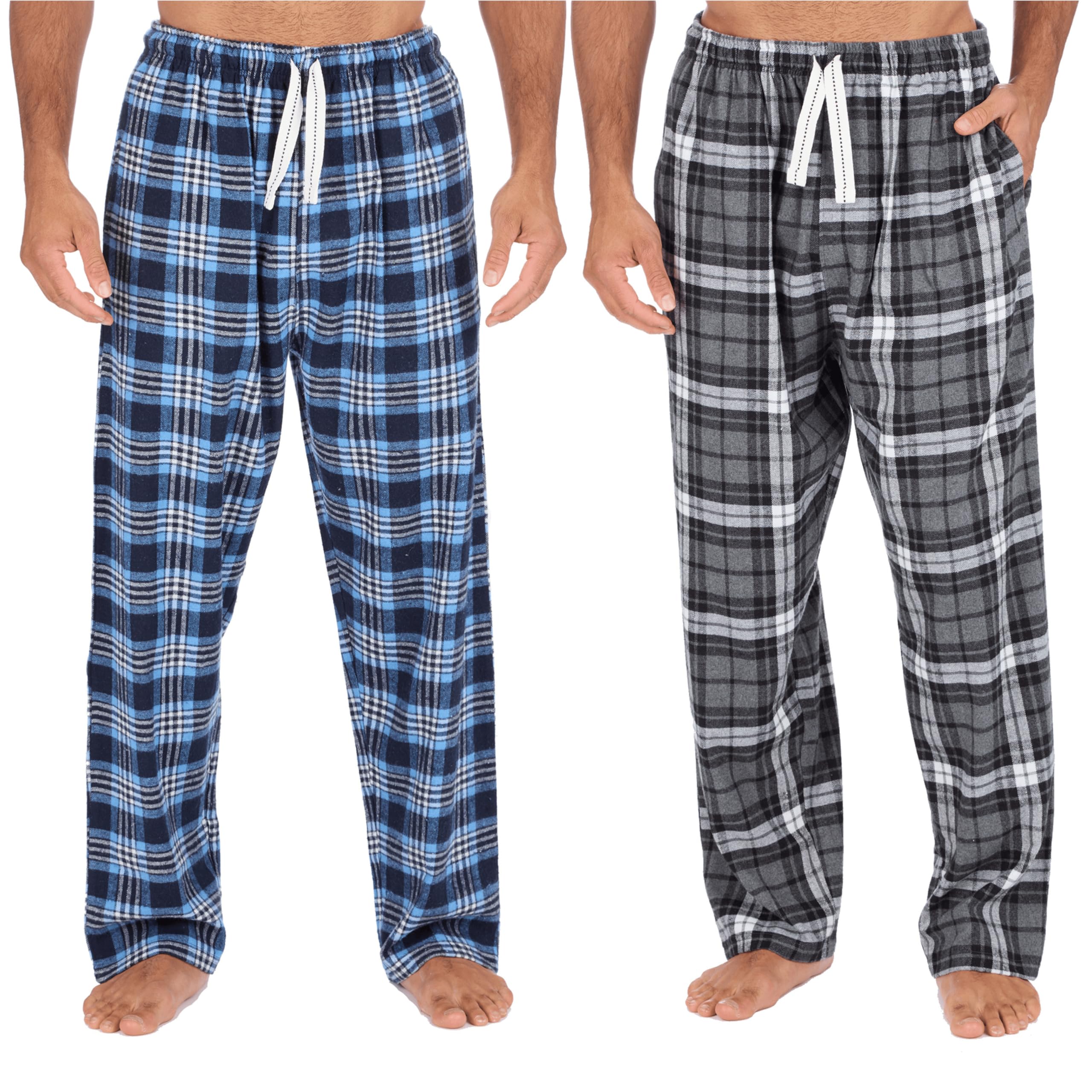 GM Apparel 2 Pack Men's Flannel Pyjama Bottoms | Brushed Cotton Lounge Pants Trousers | So...