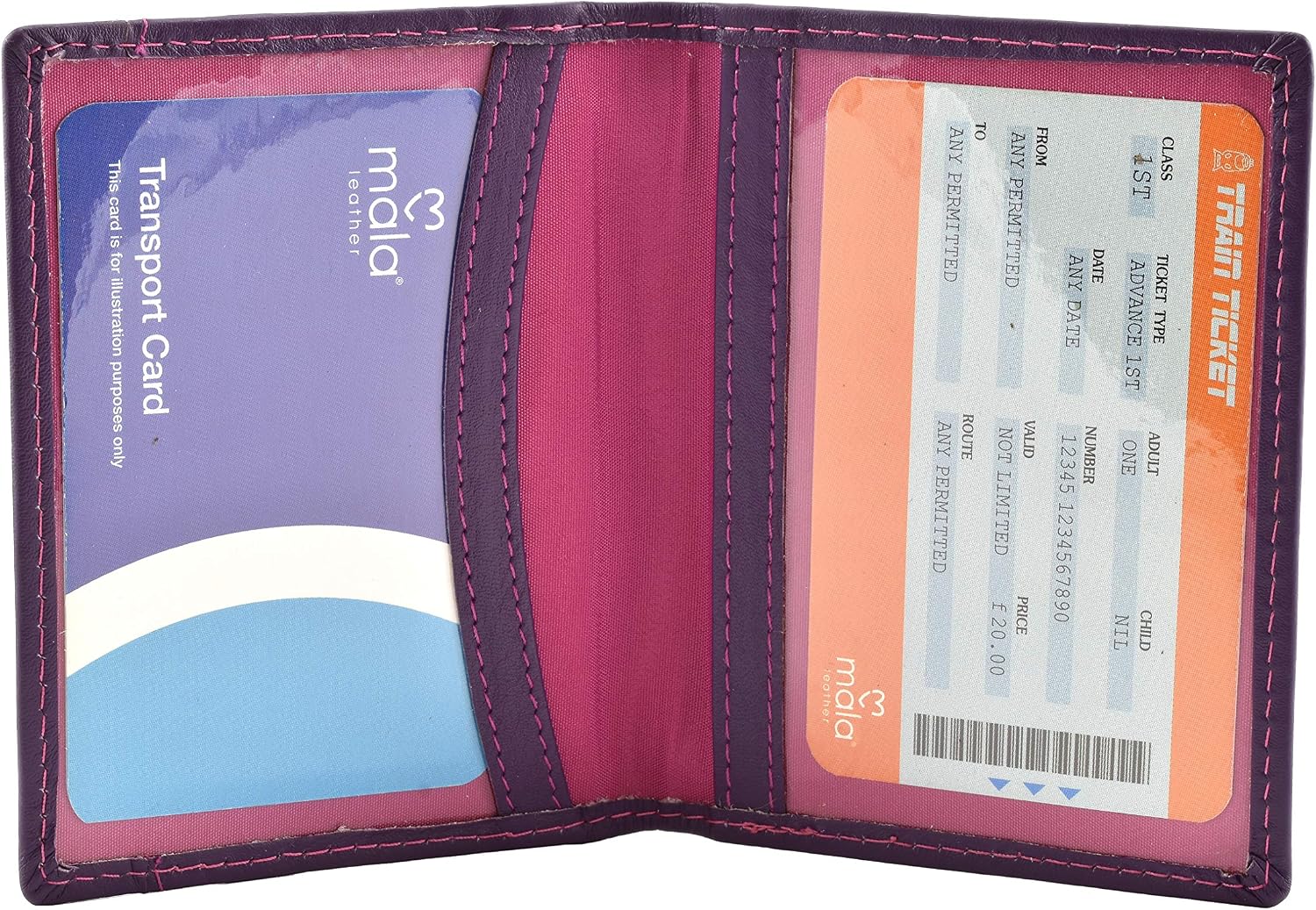 Mala Leather Odyssey Oyster & ID Holder 555-14 (Purple) - Image 4