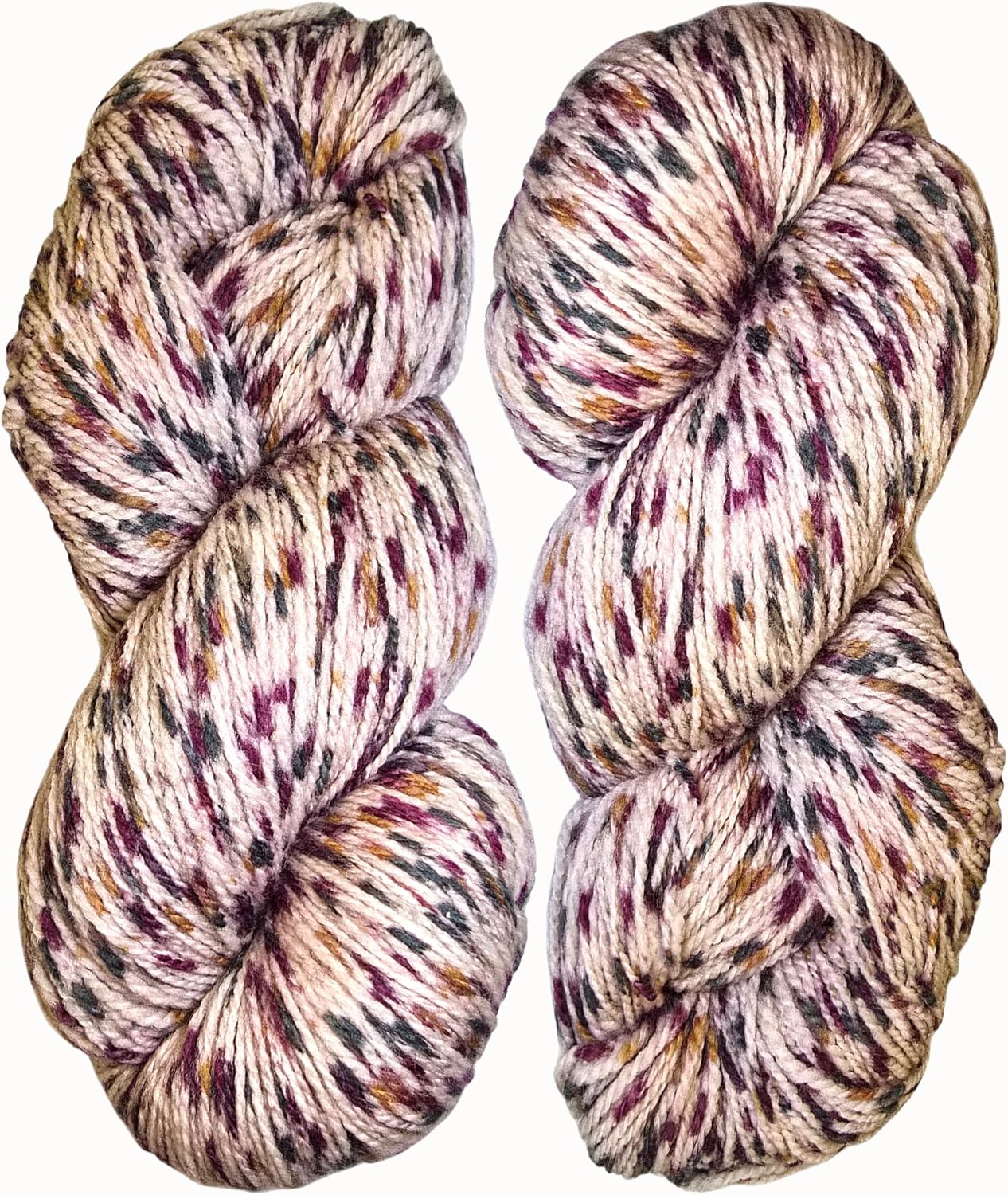 Sunny Cat Fusion Wool Yarn – Set of 2 Skeins Wool Blend – 100g/3.5oz Each – 400m/435yd – Made in Turkey. Hand Dyed Natural Colors. Premium Medium Weight Yarn for Knitting & Crochet (Amber Ember)