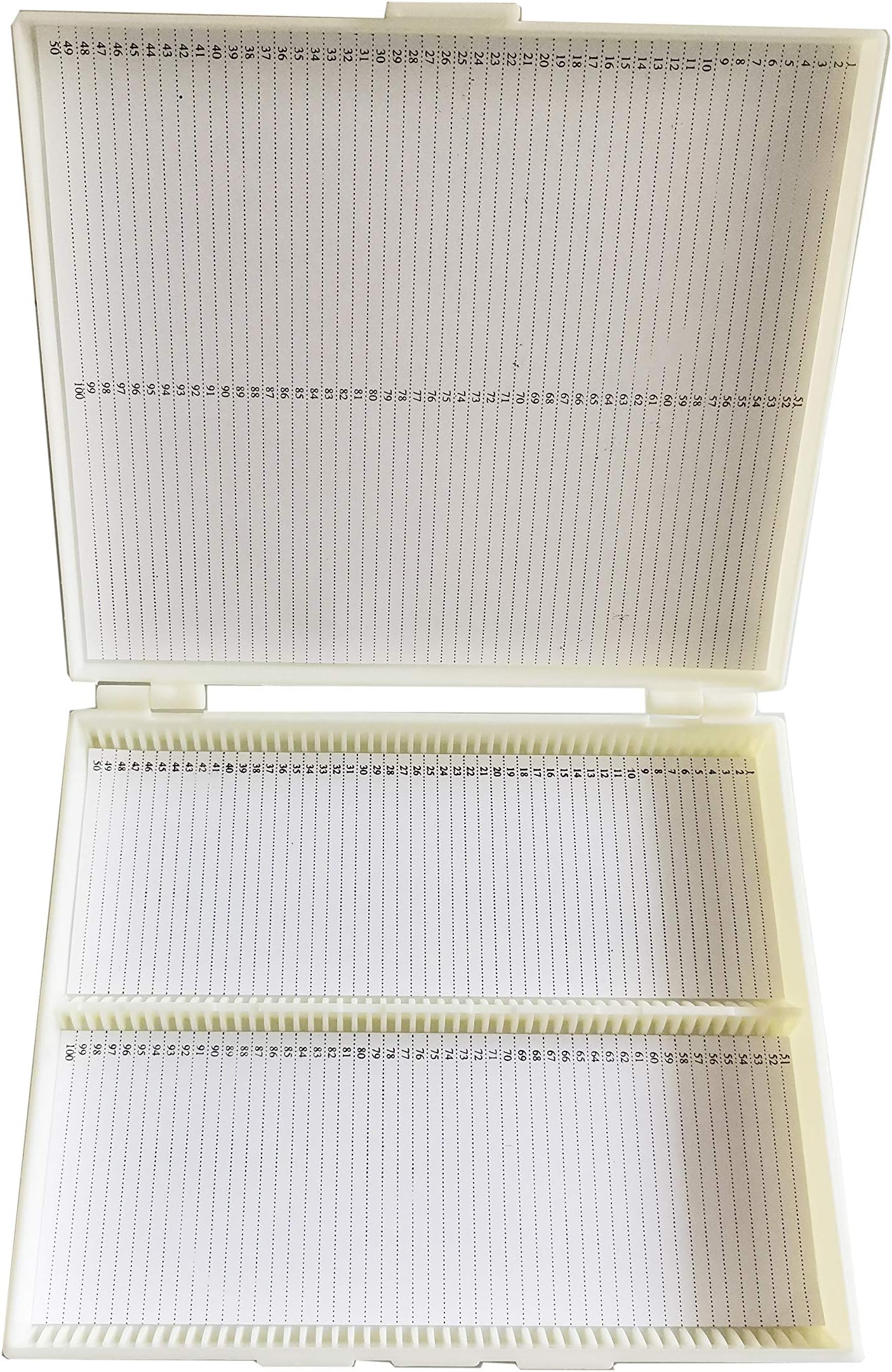 Scientific 100 Places Plastic Microscope Slides Storage Box (White)