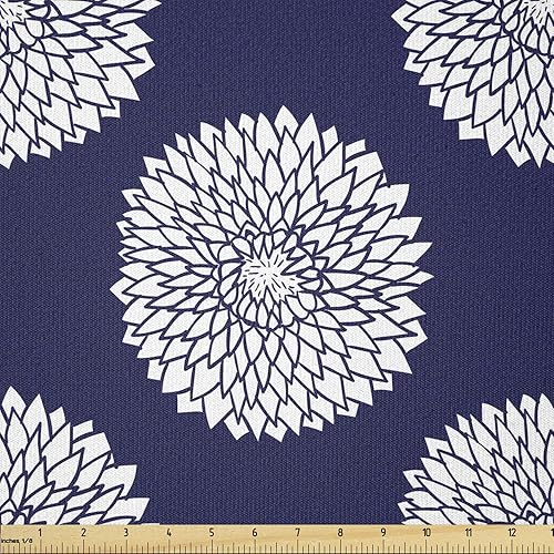 Miniatura 595 de Lunarable - Tela para amantes de perros de The Yard, patrón divertido de animales de dibujos animados en posiciones caprichosas estirando y Beige y