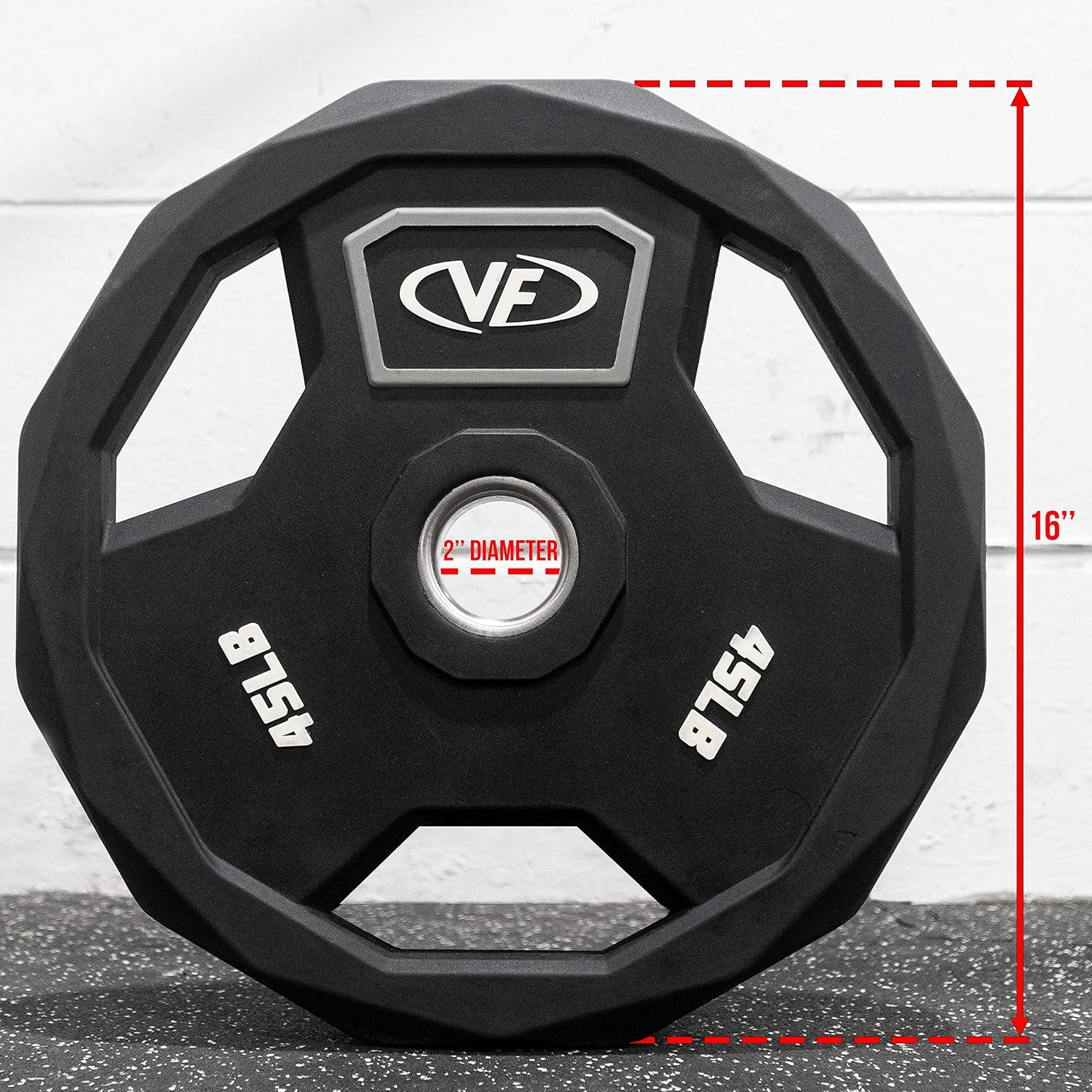 Valor Fitness Polyurethane Olympic Weight Plates with Grip Handles for Barbells - Weightlifting Home Gym Workout Equipment