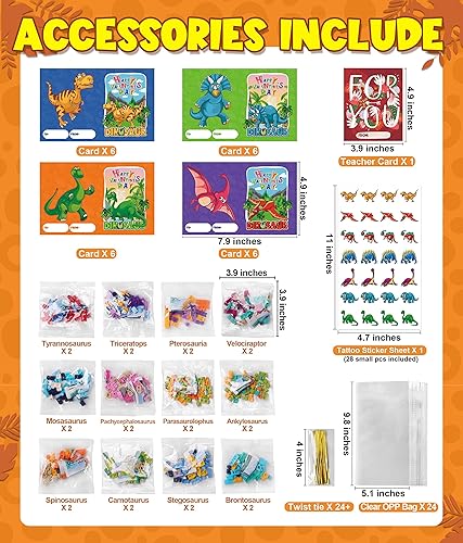 Miniatura 2 de Paquete de 24 regalos para el día de San Valentín para niños bloques de construcción de dinosaurios con tarjetas del día de San Valentín para la