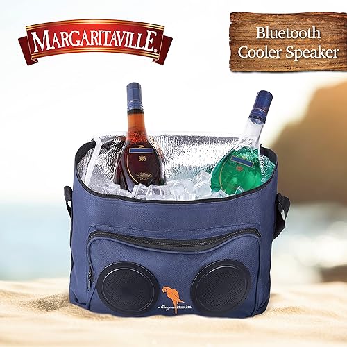 Miniatura 5 de Margaritaville - Altavoz Bluetooth más fresco, inalámbrico y portátil con baúl de hielo, capacidad de 12 latas y botella, rango de 33 pies y 5 horas