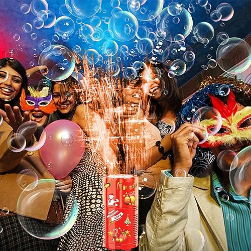 Miniatura 4 de SHCKE Máquina de burbujas de fuegos artificiales con luces y calcomanías de bricolaje, máquina de burbujas con música (encendidoapagado), ideal para