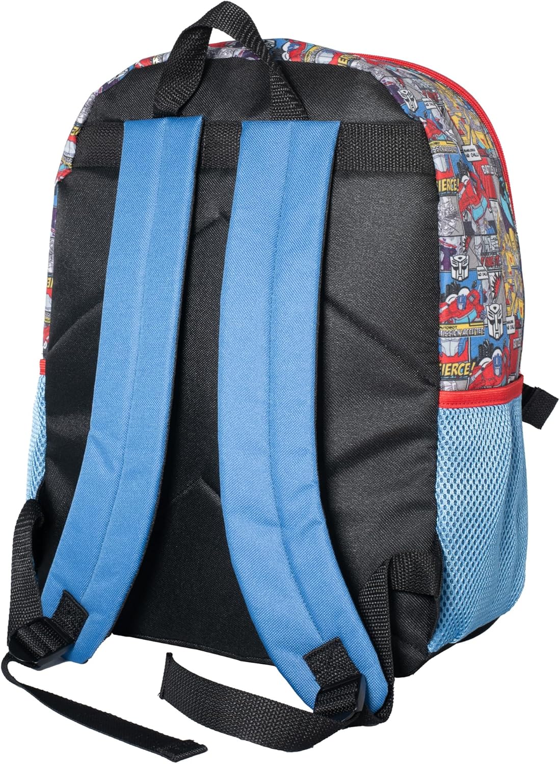 AI ACCESSORY INNOVATIONS Transformers 5 PC Backpack Set, Bumblebee & Optimus Prime School Bag 16”, Blue & Red