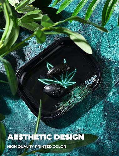 Miniatura 2 de Bandeja rodante de metal pequeña de alta calidad, 7 x 5.5 x 0.6 pulgadas, bonita bandeja decorativa MAICHENG para almacenamiento y viajes, diseño de