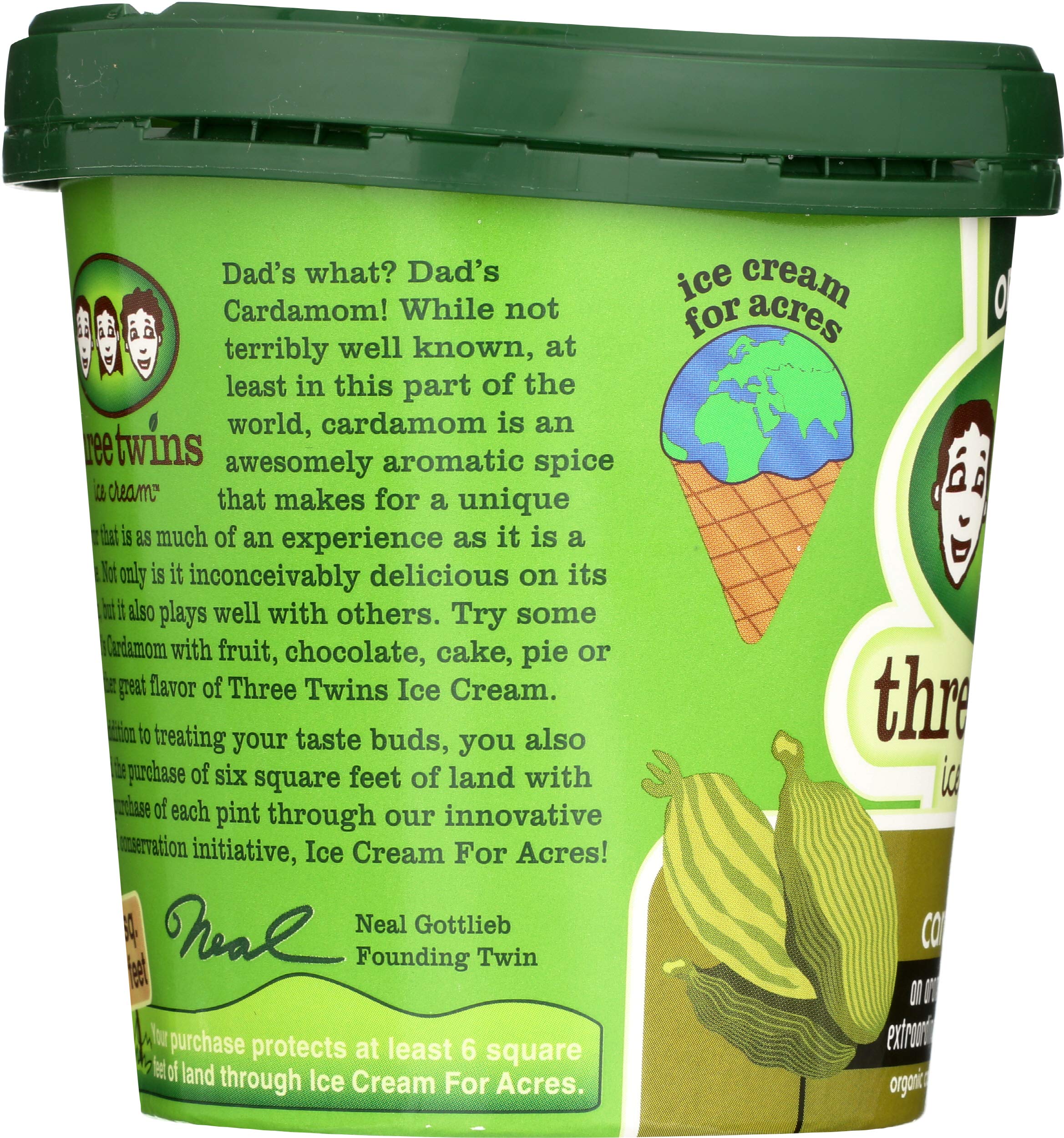 Three Twins Organic Dad's Cardamom Ice Cream, 16 Oz (frozen