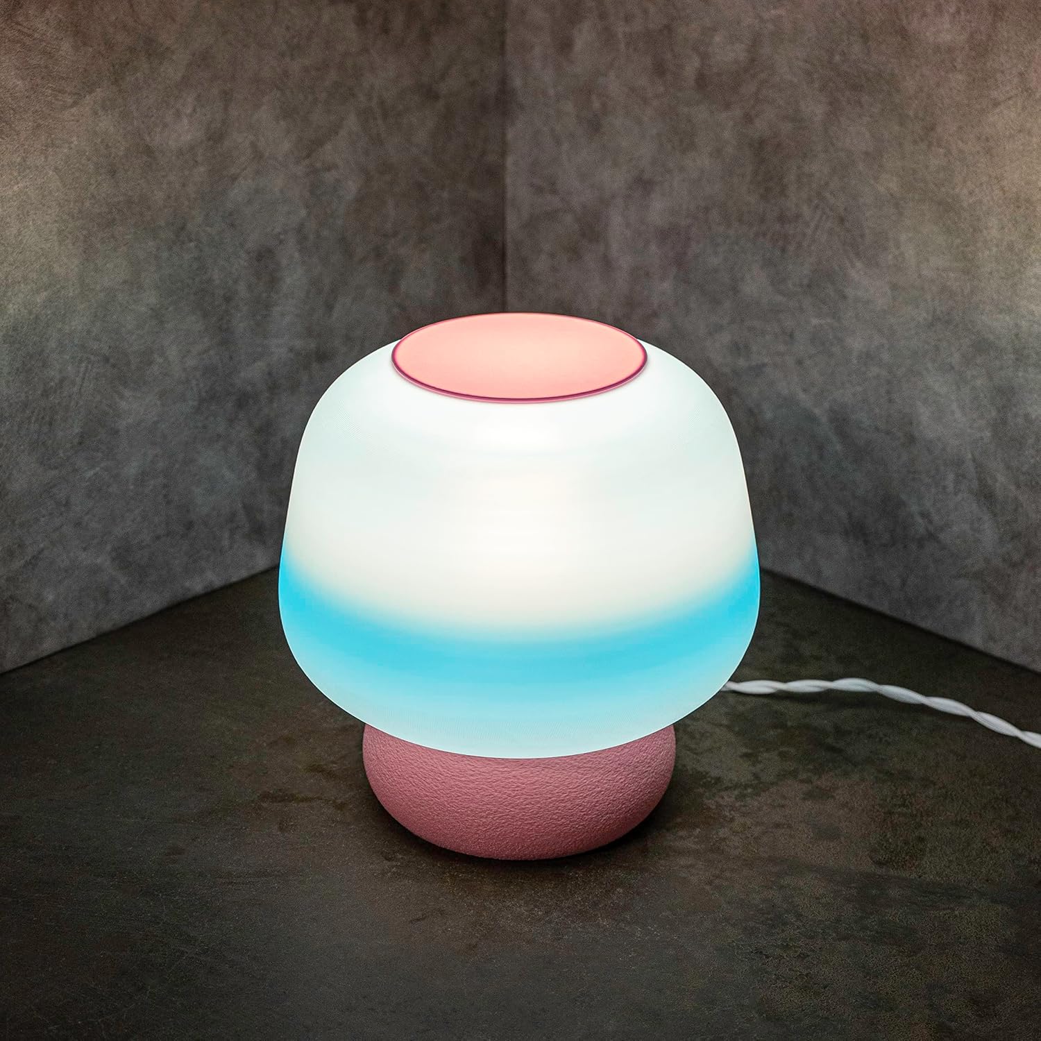 JONATHAN Y 10" Blue/White Modern 3D Printed Mushroom Table Lamp, Dimmable LED Bedside Lamp with Plant-Based Filament, Minimalist Nightstand Desk Lamp for Bedroom, Living Room, Office (USA1004B)
