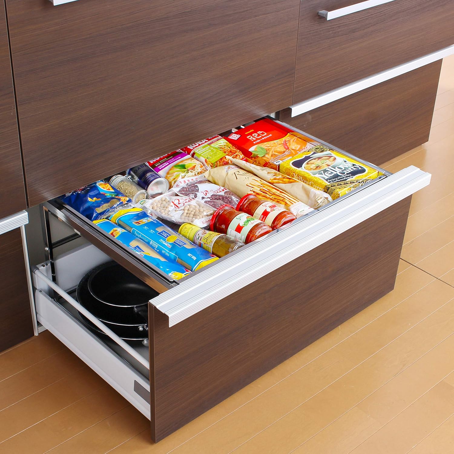 川口工器 シンク下 幅伸縮 引き出し ラック ステンレス棚 日本製