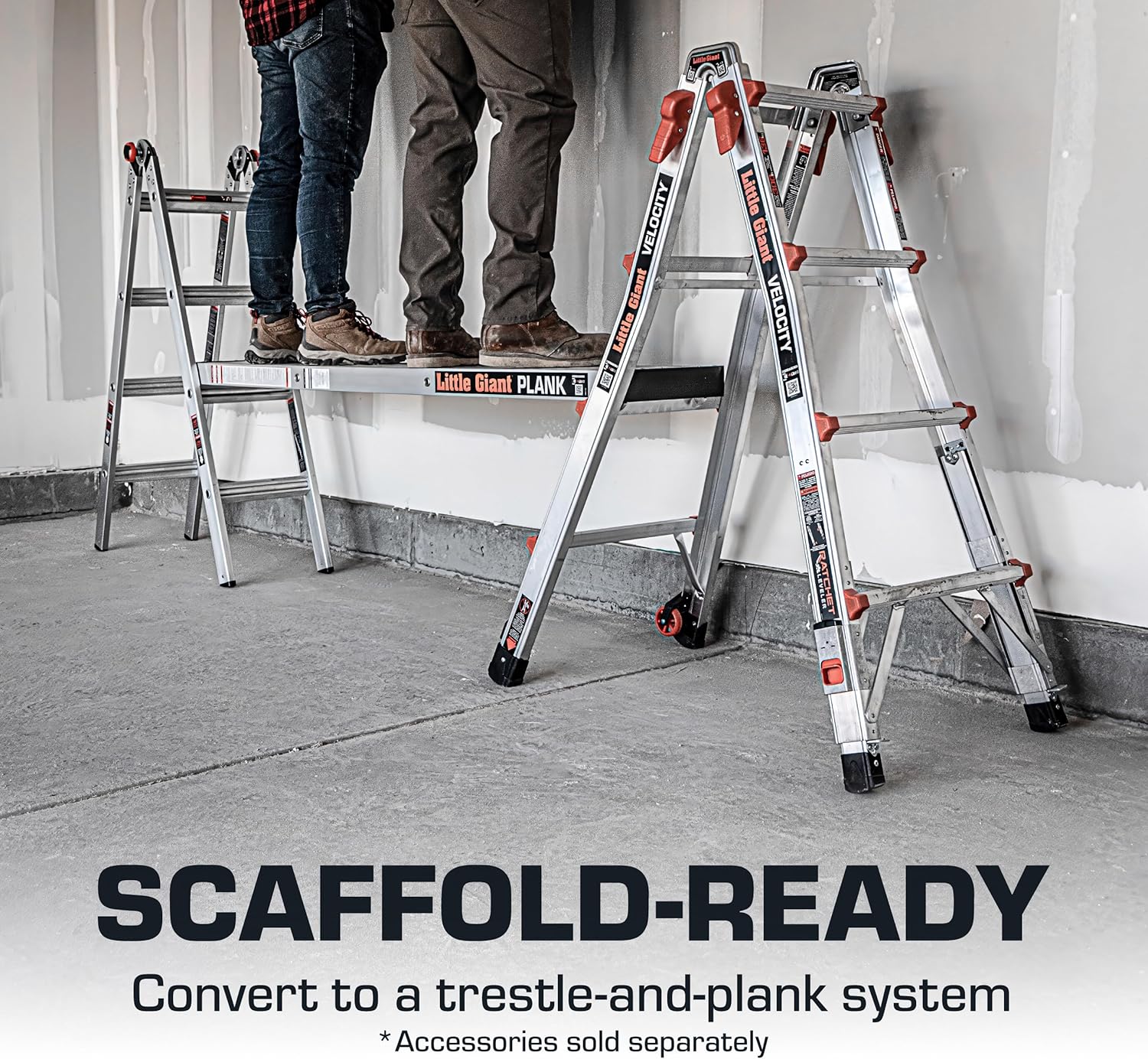 Little Giant Ladders, Velocity with Wheels, M17, 17 Ft, Multi-Position Ladder, Aluminum, Type 1A, 300 lbs Weight Rating, (15417-001)