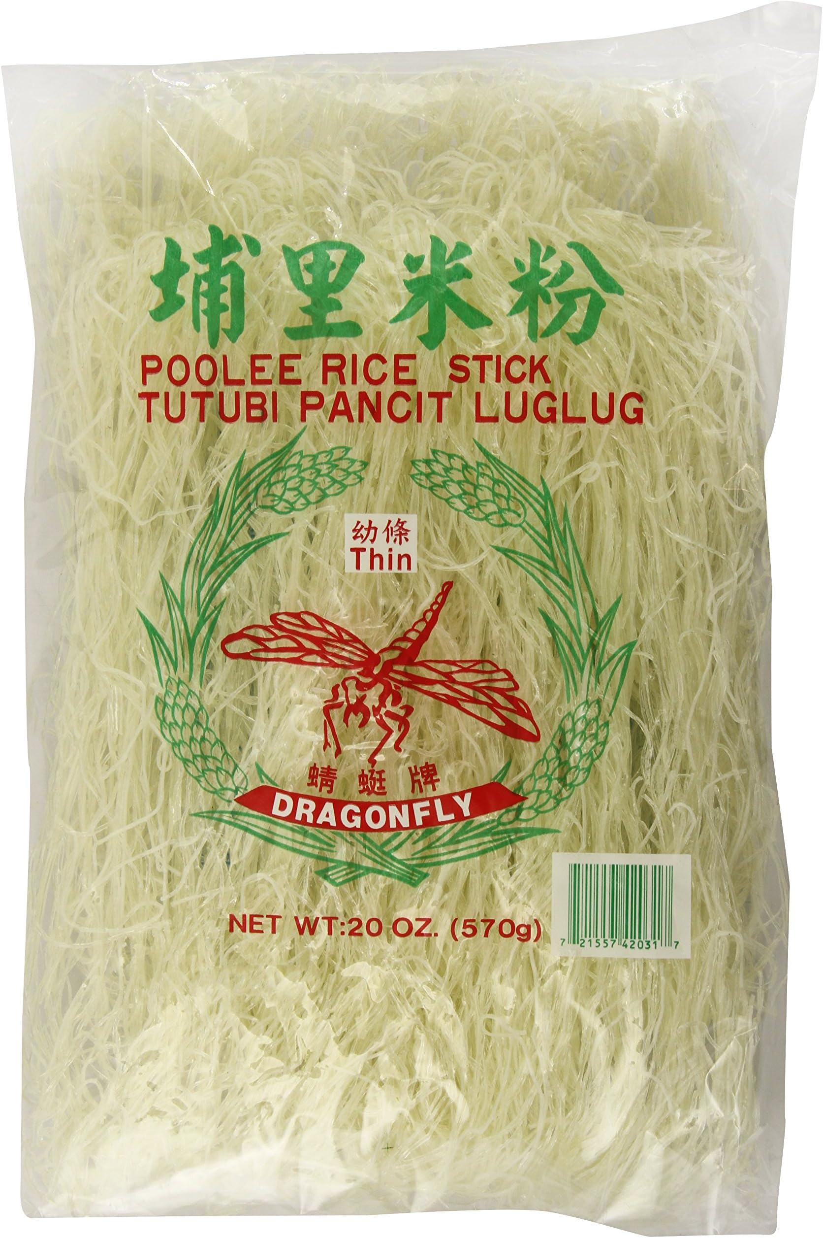 Dragonfly Poolee Rice Stick Noodles, Thin, 20-Ounce (Pack of 6)