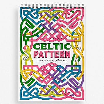 NETHOUSE Celtic Pattern Spiral Coloring Book for Adult Relaxation & Stress Relief, 30 Calming Coloring Pages of Intricate Celtic Knots, Geometric Design, Traditional Patterns, Elegant Symmetry