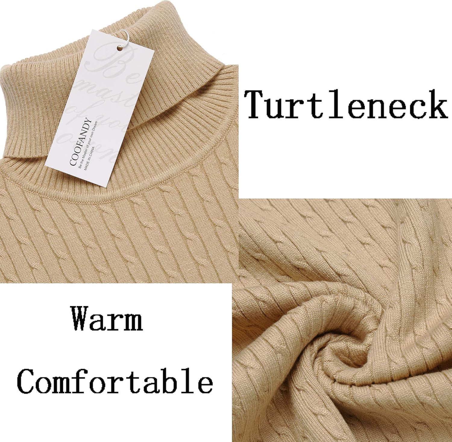 COOFANDY Men's Slim Fit Turtleneck Sweater Casual Twist Patterned Pullover Knitted Sweaters - Image 5