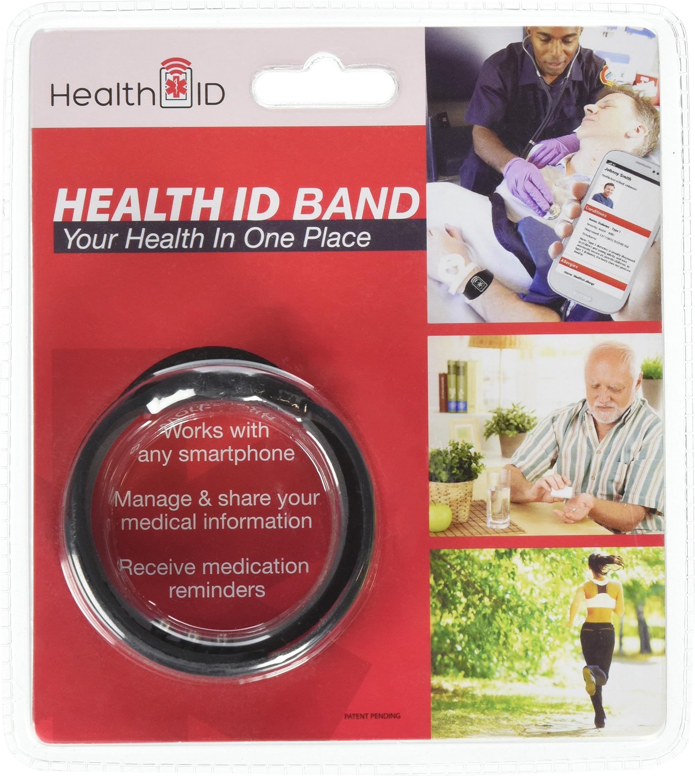 Health ID Emergency Medical ID Bracelet with Smartphone Access - Black