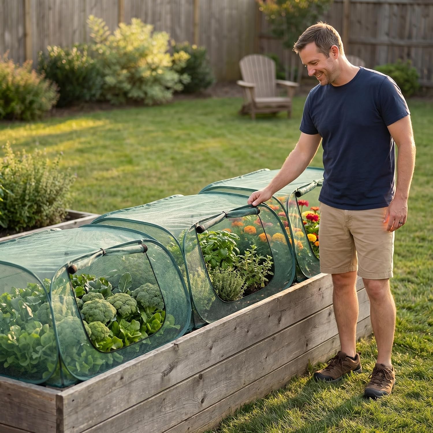 2Pack Raised Garden Bed Covers(45"X22"X18"), Pop Up Mesh Plant & Vegetable Cover,30% Sunblock Plant Shade Tent, Outdoor Planter Protection, Sun & Insect Guard