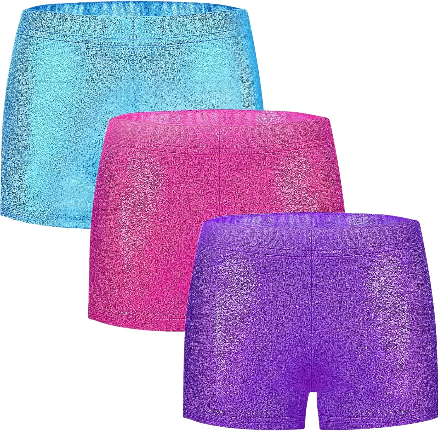 Girls Dance Short for Gymnastics Athletic Shorts Sparkle Glitter Tumbling Bottoms