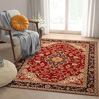 Well Woven Kings Court Gene Traditional Medallion Red Machine Washable Indoor/Outdoor 5' x 7' Area Rug