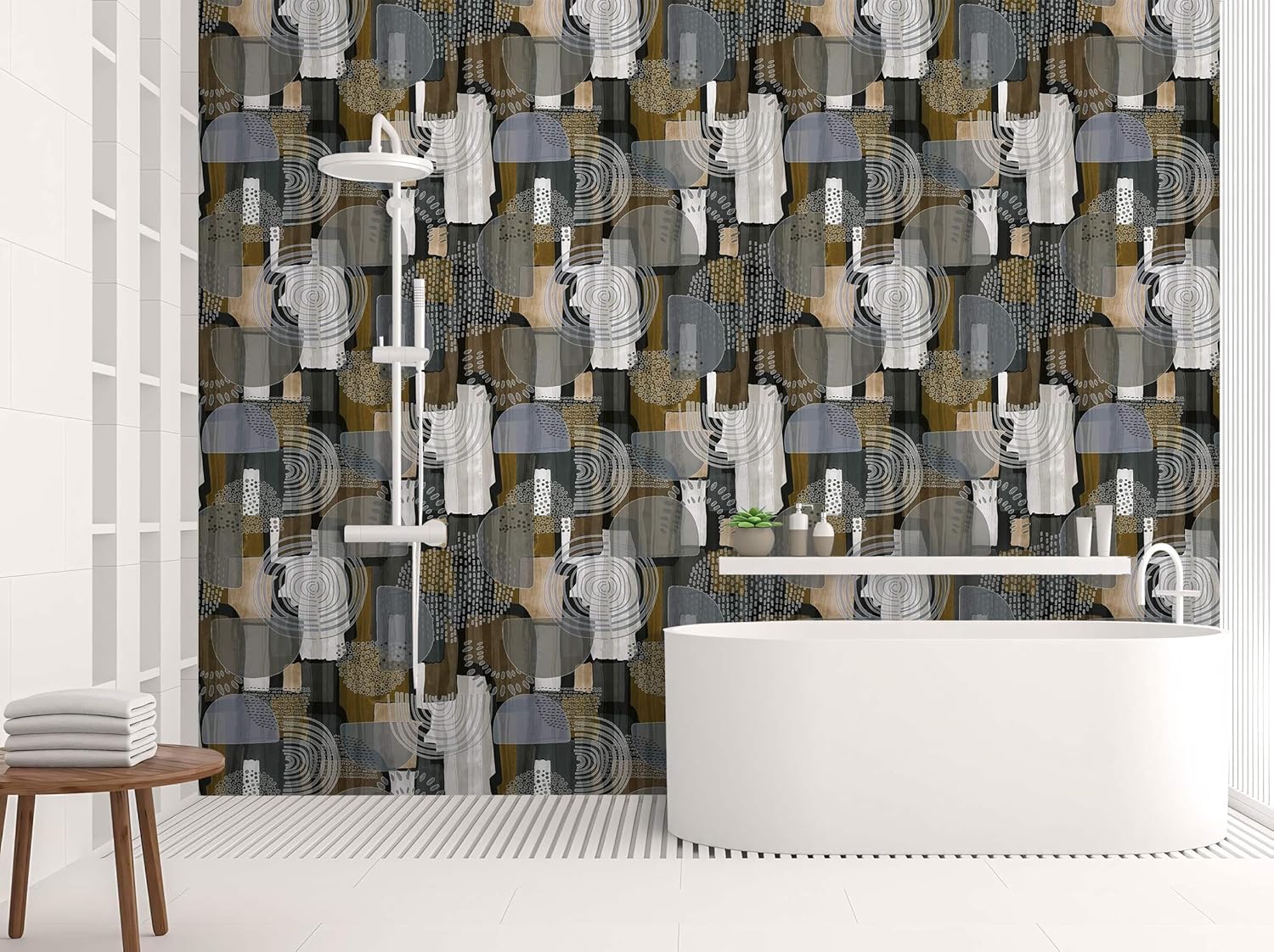 Geometric Wallpaper Peel and Stick Wallpaper, Boho and Modern Wallpaper, Self Adhesive Vinyl Wall Paper for DIY Home Decor, 17.7in x 236in